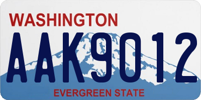 WA license plate AAK9012