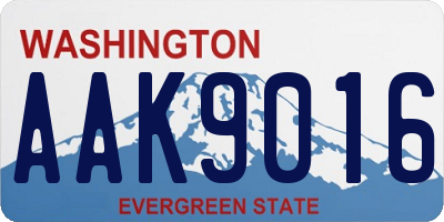 WA license plate AAK9016