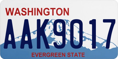 WA license plate AAK9017