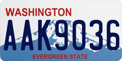 WA license plate AAK9036
