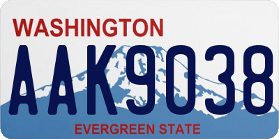 WA license plate AAK9038