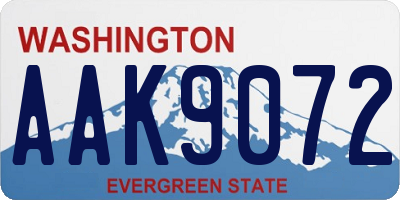 WA license plate AAK9072