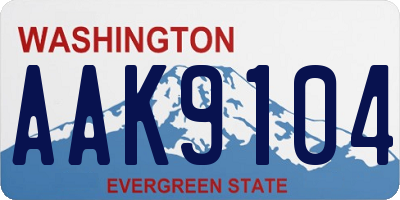 WA license plate AAK9104