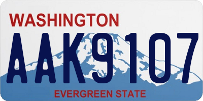 WA license plate AAK9107