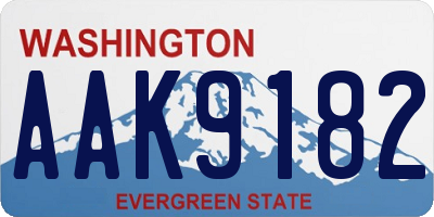 WA license plate AAK9182