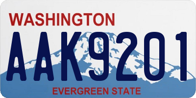 WA license plate AAK9201