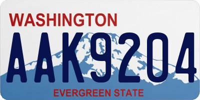 WA license plate AAK9204