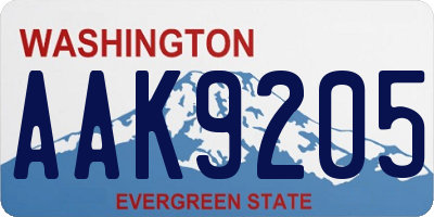 WA license plate AAK9205