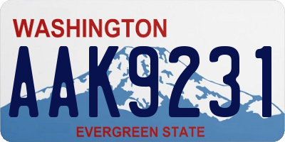 WA license plate AAK9231