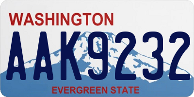 WA license plate AAK9232