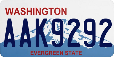 WA license plate AAK9292