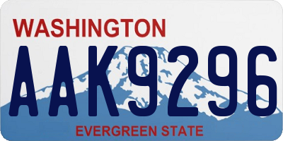 WA license plate AAK9296