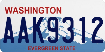 WA license plate AAK9312