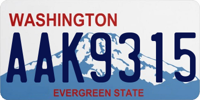 WA license plate AAK9315