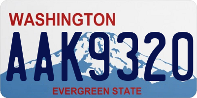WA license plate AAK9320