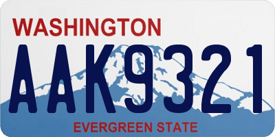 WA license plate AAK9321