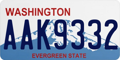 WA license plate AAK9332