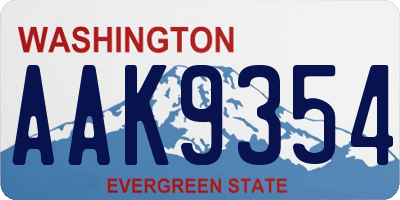 WA license plate AAK9354