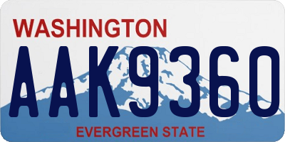 WA license plate AAK9360
