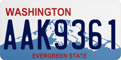 WA license plate AAK9361