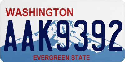 WA license plate AAK9392