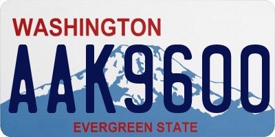 WA license plate AAK9600