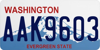 WA license plate AAK9603