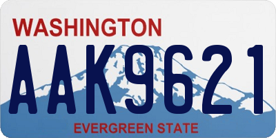 WA license plate AAK9621