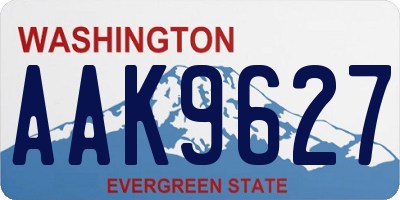 WA license plate AAK9627
