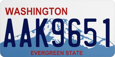 WA license plate AAK9651