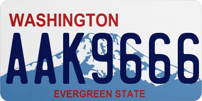 WA license plate AAK9666