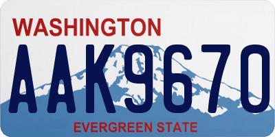 WA license plate AAK9670