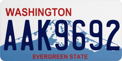 WA license plate AAK9692