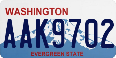WA license plate AAK9702