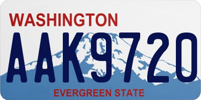 WA license plate AAK9720