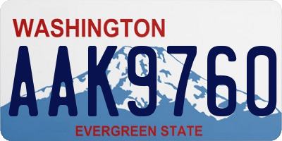 WA license plate AAK9760