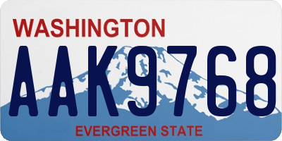 WA license plate AAK9768