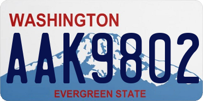 WA license plate AAK9802