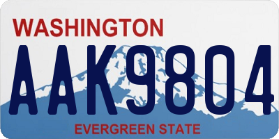 WA license plate AAK9804