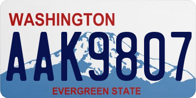 WA license plate AAK9807