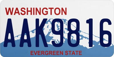 WA license plate AAK9816