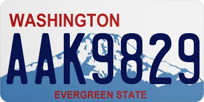 WA license plate AAK9829