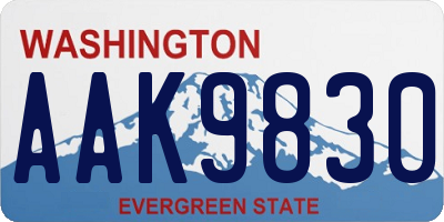 WA license plate AAK9830