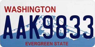 WA license plate AAK9833