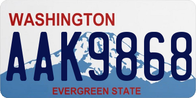 WA license plate AAK9868