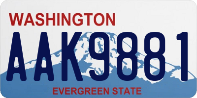 WA license plate AAK9881
