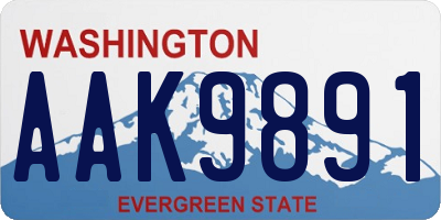 WA license plate AAK9891