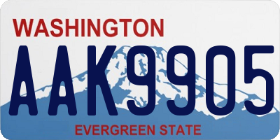 WA license plate AAK9905