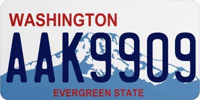 WA license plate AAK9909