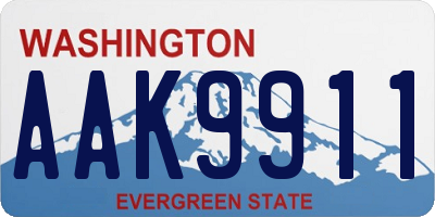 WA license plate AAK9911